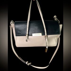 A.Bellucci Nude/ Black Italian Leather Crossbody/ Handbag Made in Italy